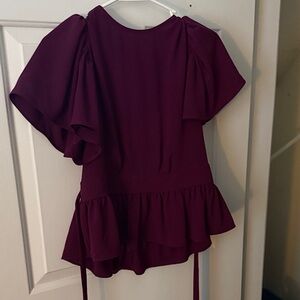 Express Deep Burgundy Ruffle Blouse